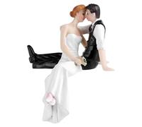 Figurine pour gâteau du mariage, Topper à gâteau de mariée et marié, Toppers de gâteau mariage avec mariée et marié s'embrassent, Décorations de gâteau de en résine, pour la maison plus, Blanc