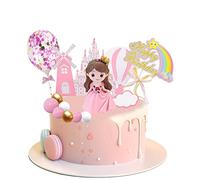 Figurine Princesse Gâteau,14 Pièces Princesse Decoration Gateau,Princesse Happy Birthday Cake Topper,Decoration Gateau pour Le Mariage Bébé Douche de Fête D' Anniversaire