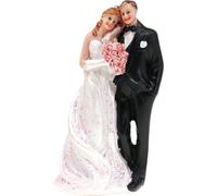 Figurine romantique pour gâteau de mariage Couple de mariés décoratif Résine polyester