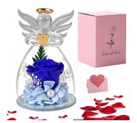 Figurine - Rose Eternelle - Ange - Fleur Stabilisée - Cadeau Fête des Mères - Bleu