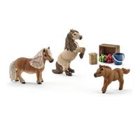 Figurine Schleich - Famille de mini-shetlands - Modèle de poney miniature - 8 pièces