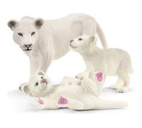 Figurine SCHLEICH - Lionne avec bébés - Gamme Wild Life - Blanc - Pour enfants dès 3 ans