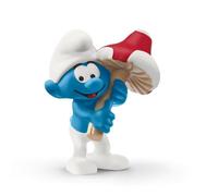 SCHLEICH- Figurine Schtroumpf avec Porte-Bonheur The Smurfs, 20819, Multicolore
