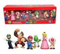 Figurine - SEBTHOM - Super Mario Luigi Donkey Kong Peach Toad Yoshi - Lot de 6 - Rouge - Enfant
