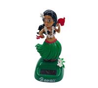 Figurine Solaire Dansante, Danseuse Hawaienne Voiture Qui Bouge, Hawaienne Voiture Décoration, Énergie Solaire Ornement de Tableau de Bord de Voiture (A Vert)