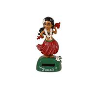 Figurine Solaire Dansante, Danseuse Hawaienne Voiture Qui Bouge, Hawaienne Voiture Décoration, Énergie Solaire Ornement de Tableau de Bord de Voiture (A Rouge)