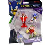 Figurine - Sonic Prime Pack de 3 - Officiel Netflix - Figurines 6 5 cm - Collection 16 personnages
