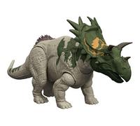 Mattel Jurassic World : Renaissance, Figurine articulée Spiclypeus Rugissement féroce, dinosaure avec coup de tête activé en bougeant la queue, attaque et son, jeu virtuel, JGB89