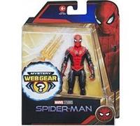 Figurine spider-man : spiderman 15 cm noir et rouge + mystery webgear - personnage articulé marvel - jouet - set garçon