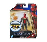Figurine Spider-Man : Spiderman 15 Cm Rouge Et Noir + Mystery Webgear - Personnage Articulé Marvel - Jouet - Set Garçon + 1 Carte