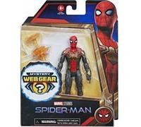 Figurine spider-man : Spiderman 15 cm Rouge Et Noir + Mystery Webgear - Personnage Articulé Marvel - Jouet - Set garçon + 1 carte