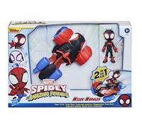 Marvel Hasbro Spidey et Ses fantastiques Amis - Miles Morales et Techno-Racer, véhicule Convertible 2 en 1 avec Personnage de 10 cm, pour Enfants à partir de 3 Ans, F1945, Multicolore, Piccolo