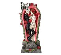 Figurine squelette couple de mariés dans un cercueil - Till Death do us Part 33 cm, amour gothique