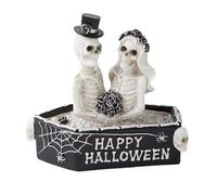 Figurine Squelette d'halloween - Statue de Couple Gothique en résine, Sculpture décorative effrayante, Affichage Miniature à Collectionner, pièce d'accent Artistique | pour Appartement Maison É