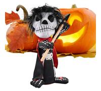 Figurine Squelette Miniature,Squelette Articulé Aux Yeux Phosphorescents - Figurine à Effets Sonores et Yeux Luminieux pour Décoration de Fête d'Halloween en Intérieur Maison Hantée Bureau et