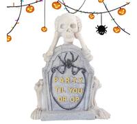 Figurine squelettique | Statue du crâne gothique et tombe en résine pour la décoration d'Halloween | Accessoires de fête effrayants, centres de table, décorations macabres pour l'intérieur et