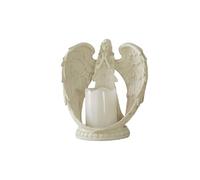 Figurine, Statues, Statue d'ange Ailes en prière avec Bougie LED sans Flamme, pour Salon, Salle à Manger, Mariage, Couples romantiques, Ornement décoratif d'église (Beige, L)