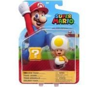 Figurine super mario : toad jaune et bloc - set figurine articule collection 9 cm + 1 carte tigre - enfant