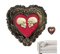 Figurine tête de mort, tête de mort, vintage, gothique, squelette artisanale romantique pour art mural effrayant, crâne miniature vif encadré avec amour pour la restauration à la maison