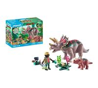 Figurine triceratops +bebe et exploratr Playmobil Multicolore 18,7x9,2x24,8 cm
