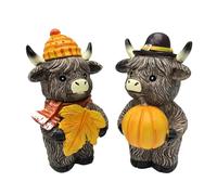Figurine Vache Highland d'Automne,Figurine en Résine de Bétail des Highlands pour Décor Automnal | Statues Vaches Rustiques Décor Maison Automne pour Bureau Étagère Cheminée Table à Manger Action de G