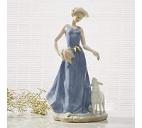 Figurine vintage en porcelaine avec agneau - Statuette élégante en céramique, décoration artisanale pour la maison, le jardin et les collectionneurs - Décoration vintage unique