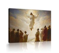 Figurine vintage sur toile avec les bras ouverts debout dans une décoration murale de style peinture à l’huile à lumière divine pour une fresque d’art de bibliothèque de bureau à domicile 80x95cm