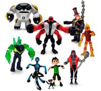 Figurines basées sur les figurines d'action Ben 10 - Ensemble de 9 jouets [Ben Tennyson, Four Arms, Grey Matter, Kineceleran, Diamo