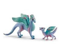 Figurines Bayala : Dragon aux fleurs, maman et bébé Schleich Aqua G