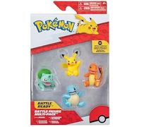 Bizak Pokemon 63222977 Lot de 4 Mini Figurines de la région Kanto, Pikachu, Bulbasaur, Squirtle et Charmander Produit Officiel pour collectionneurs Fans de la série animée et pour Enfants à partir de