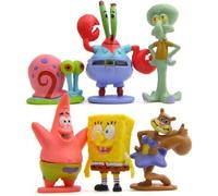 Figurines Bob l'éponge Patrick Star Octopus en PVC - Lot de 6 - Jouets pour enfants - Cadeaux de Noël