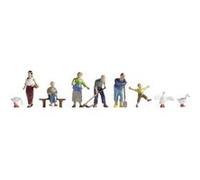 Noch – Figurines de campagne H0 15629 – Fermiers (6 figurines, 3 animaux, accessoires) – Noir