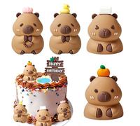 Figurines Capybara DéCorations, 4 PièCes Capybara Figurines pour Enfants, Decoration de Gateau Capybara, Anniversaire DéCoration GâTeau, Accessoires de Jardin