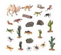 Figurines d’Animaux réalistes | 24 pièces de Jouets modèles de , Figurines réalistes d'animaux du désert Paysage Miniature, pour garçons et Filles, étagères de dortoir, Accessoires de farces de