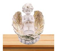 Figurines d' | Style rétro Little Angel Figurines bougeoirs Tealight Sculpture décorative d'ange de l'église pour la décoration de mariage, baptême, douche bébé