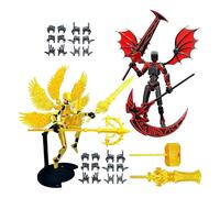 Figurines d'action - Lot de 2 robots prêts à l'emploi avec ailes - Décoration de bureau imprimée en 3D avec articulations mobiles - Pour collectionneurs et amateurs de jeu - Pour chambre à coucher