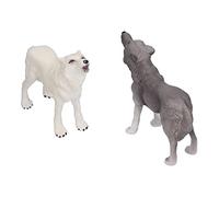 Figurines d'action Loup Hurlant, 2 Pièces, Jouets Animaux éducatifs pour Enfants, Modèle Décoratif en PVC Non Toxique 3,5x3,5 Pouces