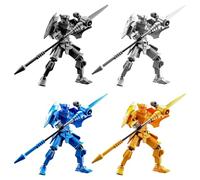 Figurines d'action multi-articulées - Kit de construction de robots mobiles 4X | chanceuse Cool Justice | 13 poupées de déformation d'assemblage avec plusieurs articulations | Decor