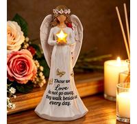 Figurines d'ange commémoratives avec étoile LED illuminée, cadeaux de condoléances pour la perte d'une mère, d'un père, d'une grand-mère, 21,8 cm en résine peinte à la main, statue d'ange gardien pour