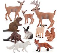 Figurines d'animaux de la forêt, 10 pièces miniatures animaux de la forêt, écureuil, cerf, lapin, renard, animaux de la forêt, jouet éducatif pour enfants
