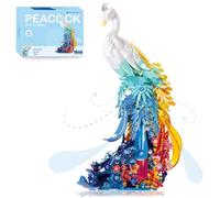 Figurines d'animaux de paon compatibles avec les célèbres marques, 901 pièces, paons, animaux, modèle avec fleurs, plumes de queue et lumière, cadeaux décoratifs créatifs pour adultes et jeunes