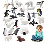 Figurines d'animaux marins - Mini ensemble de jouets de la vie marine avec baleines, ours polaires, renard arctique, modèles d'animaux réalistes, accessoires de jeu éducatif diorama | Plaisir