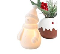 Figurines De Bonhomme De Neige Lumineuses - Décoration Céramique De Bonhomme De Neige avec Lumière - Décoration Intérieure pour Fêtes