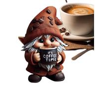 Figurines de café de cuisine gnomer miniature en résine, style artisanal créatif pour comptoirs ou armoires, illustrations de salon fascinantes | Détails décoratifs pour la collection naine et l'arre