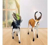 Figurines De Cerf, 2 Pièces, Animaux Sauvages, Antilope Springbok, Zoo, Forêt, Pour Cadeau De Noël