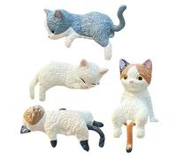 Figurines de chat, chats miniatures | 4X écran de voiture petite figurine de chat endormi,Décorations d'écran de commande centrale, ornements de rétroviseurs, Figurines de collection pour la décoratio