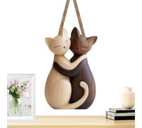 Figurines de chats pour la décoration de la maison, figurine en bois plate bidimensionnelle en forme d'animal | Figurines d'un couple de chats amoureux, pour la chambre à coucher, à des fins