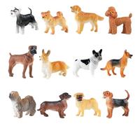 Figurines de Chien, 12Pcs Figurines d'Animaux Réalistes, Décoration de Gâteau pour Petit Chien, Cadeau de Fête d'Anniversaire de Gâteau pour Enfants
