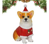 Figurines de chien - Chapeaux de Père Noël | Adorable Corgis - Figurines de chien bichon frisé labrador avec chapeaux de Père Noël et pulls pour intérieur et extérieur Décoration de jardin Cadeau pour