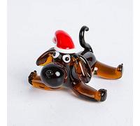 Figurines de chien chiot en verre soufflé à la main Mini Statuettes modernes multicolore belle presse-papiers animaux noël enfants cadeau maison décors-type 1